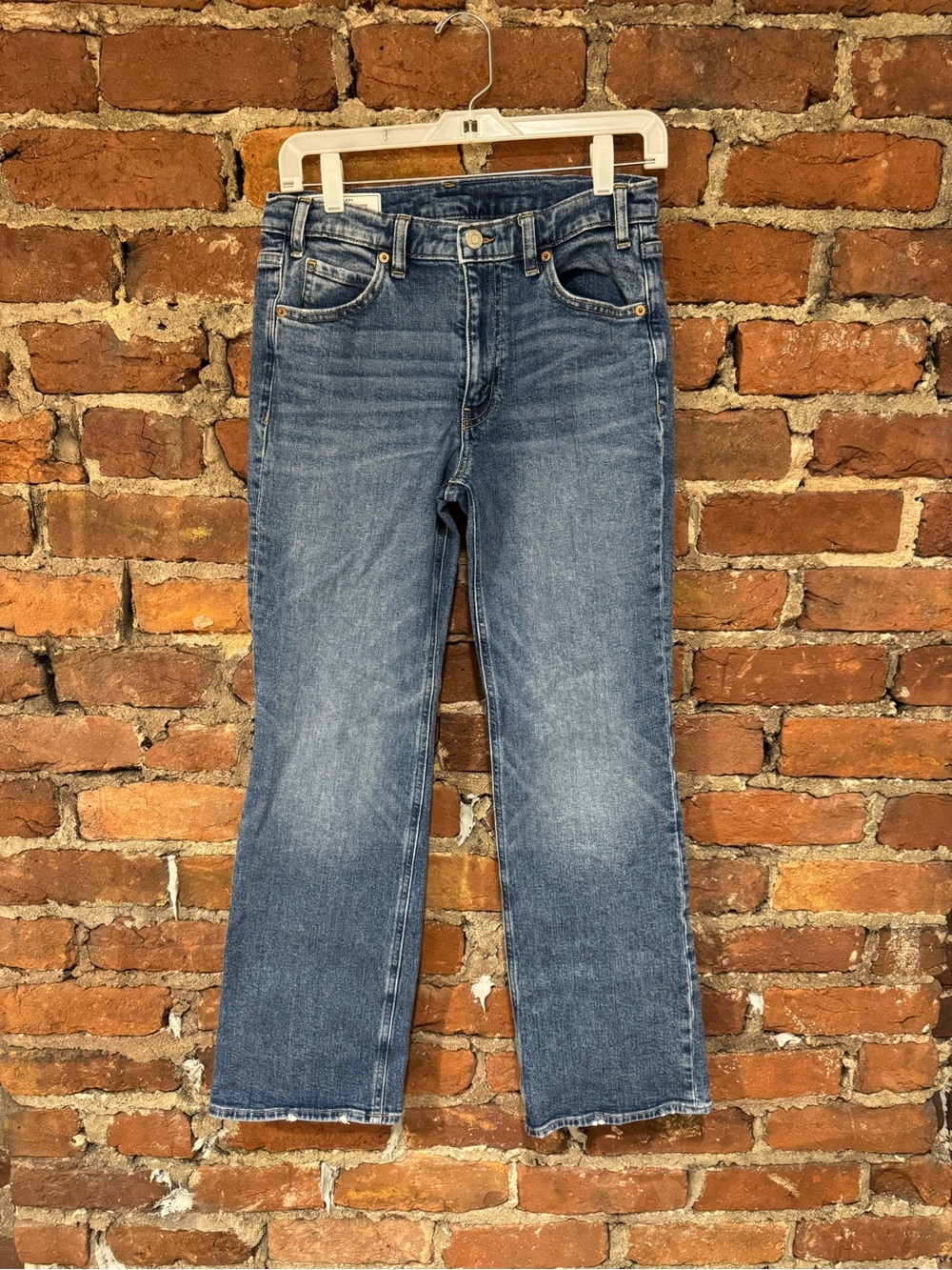 GAP Women’s Medium Wash Blue Denim 90s Loose Flare Mid Rise Jeans (99% Cotton)